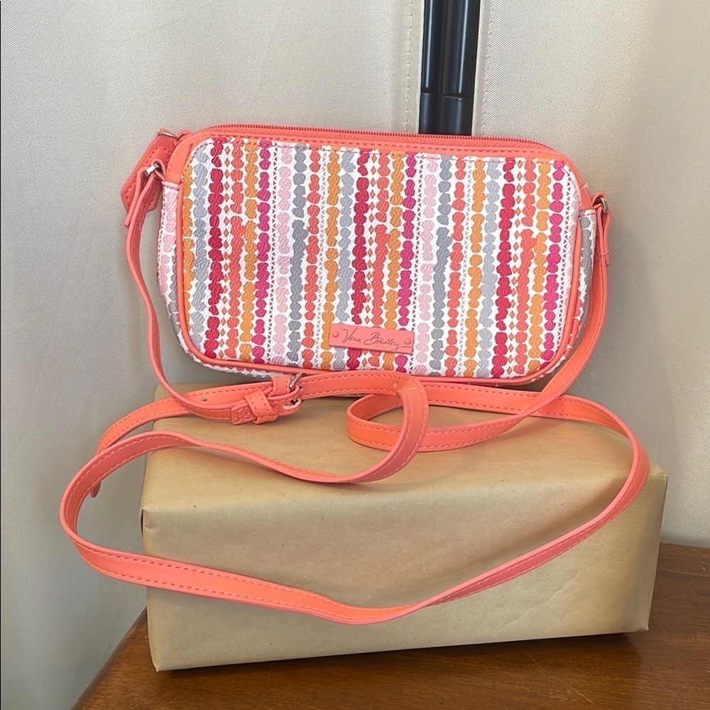 Vera Bradley Pink and Orange Crossbody Bag with Vibrant Design